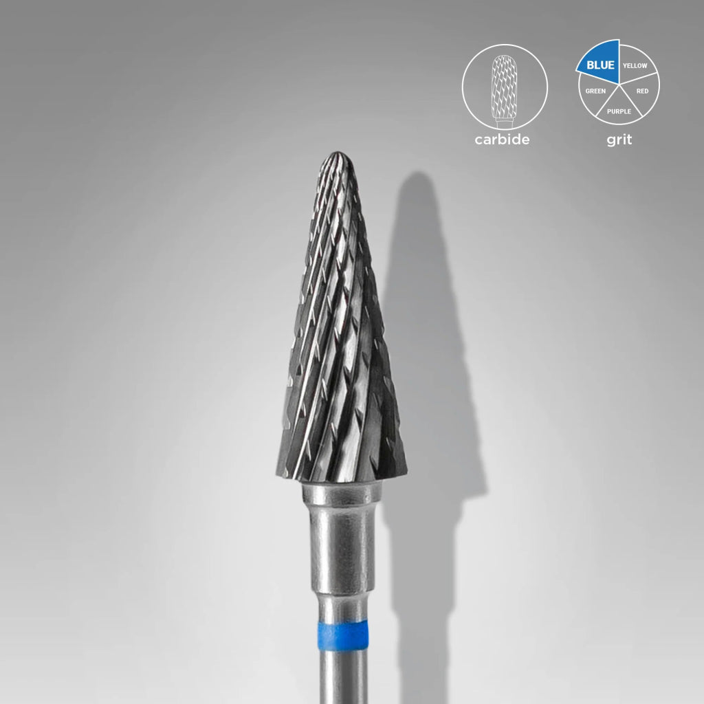 Foret à ongles en carbure, «cône» bleu, diamètre 6 mm, partie active 14 mm - LEST NAILS