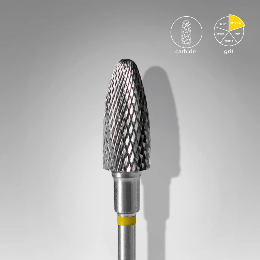 Foret À Ongles En Carbure, « Maïs », jaune, Diamètre Tête 6 Mm / Partie Active 14 Mm - LEST NAILS