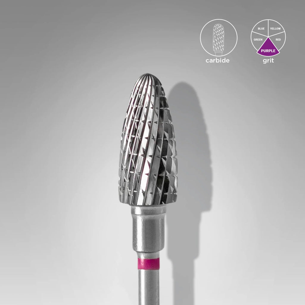 Foret à ongles en carbure, « maïs », violet, diamètre tête 6 mm / partie active 14 mm - LEST NAILS