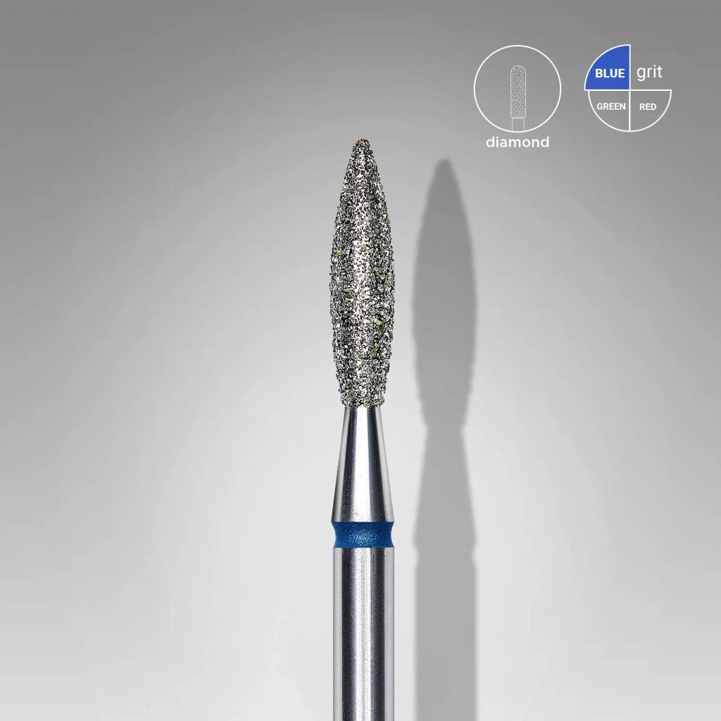 Foret diamanté « flamme », bleu, diamètre tête 2.3 mm, partie active 10 mm - LEST NAILS